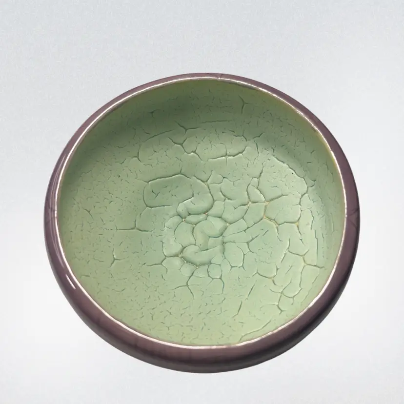 Studio Pottery Bowl Trinket Dish Purple & Light Green Signed | 3.5”