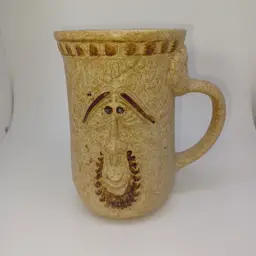 Vintage 1970's Pottery Craft Glazed Stoneware Pottery 24 oz. Man's Face with Goatee Mug - Vintage Beer Mug - Large Novelty Coffee Mug