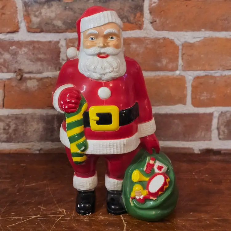 Vintage Hard Plastic Paramount Light Up Santa Claus Toy Sack Christmas