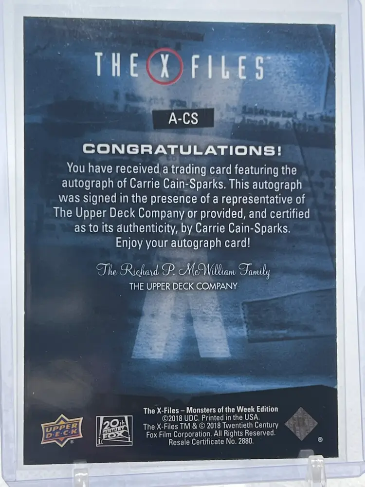 X-Files Carrie Cain-Sparks On-Card auto