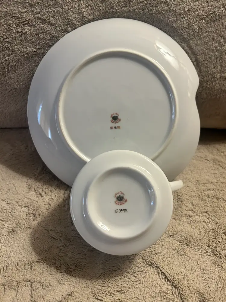 Vintage Rare Green Lefton China Pattern  MCM  Snack Plate  & Coffee Cup Set.