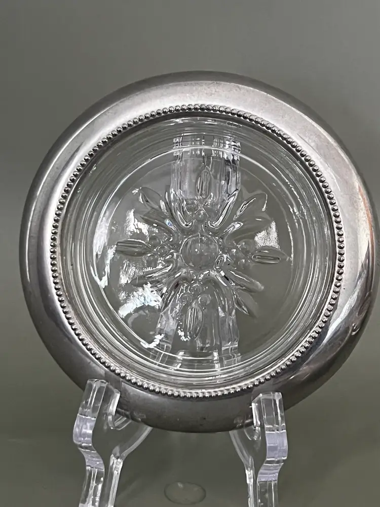 Vintage Empire Pewter Glass Coasters – Mid Century Modern – Pewter & Starburst Glass- Set of 3