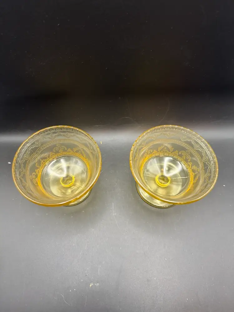Federal Glass  Yellow Depression Glass Patrician/Spoke Pattern Sherbet Cups