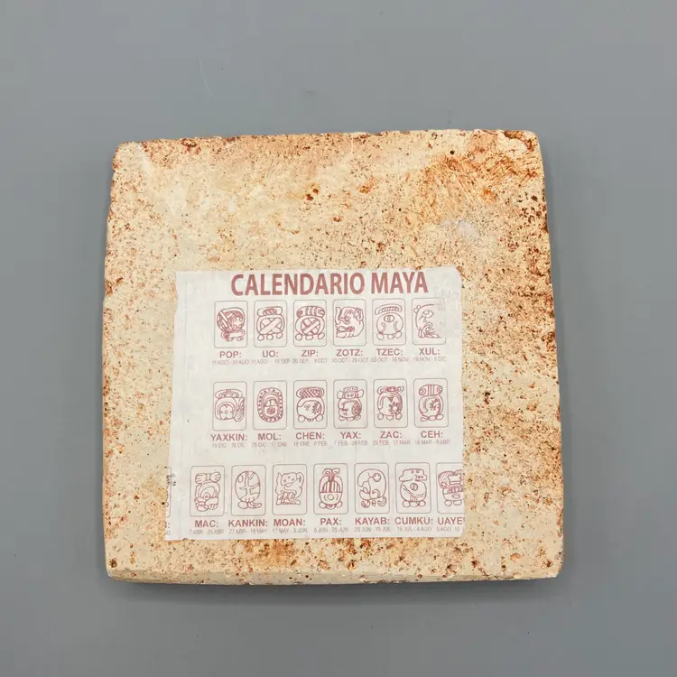 Mayan Zodiac Astrological Calendar Burnt Clay Tile by Renato Dorfman