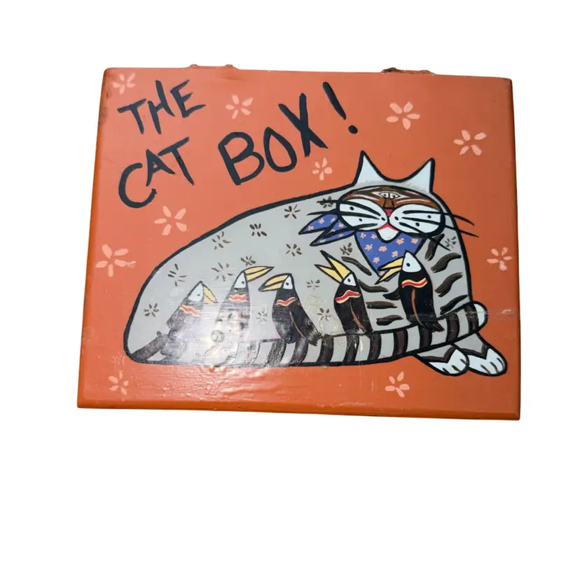 Hand-painted Wooden Cat Box