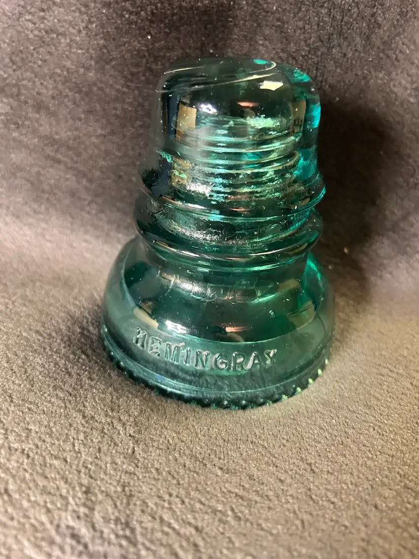Vintage  Glass Telegraph Insulator Teal No 40 Hemingray Made In USA