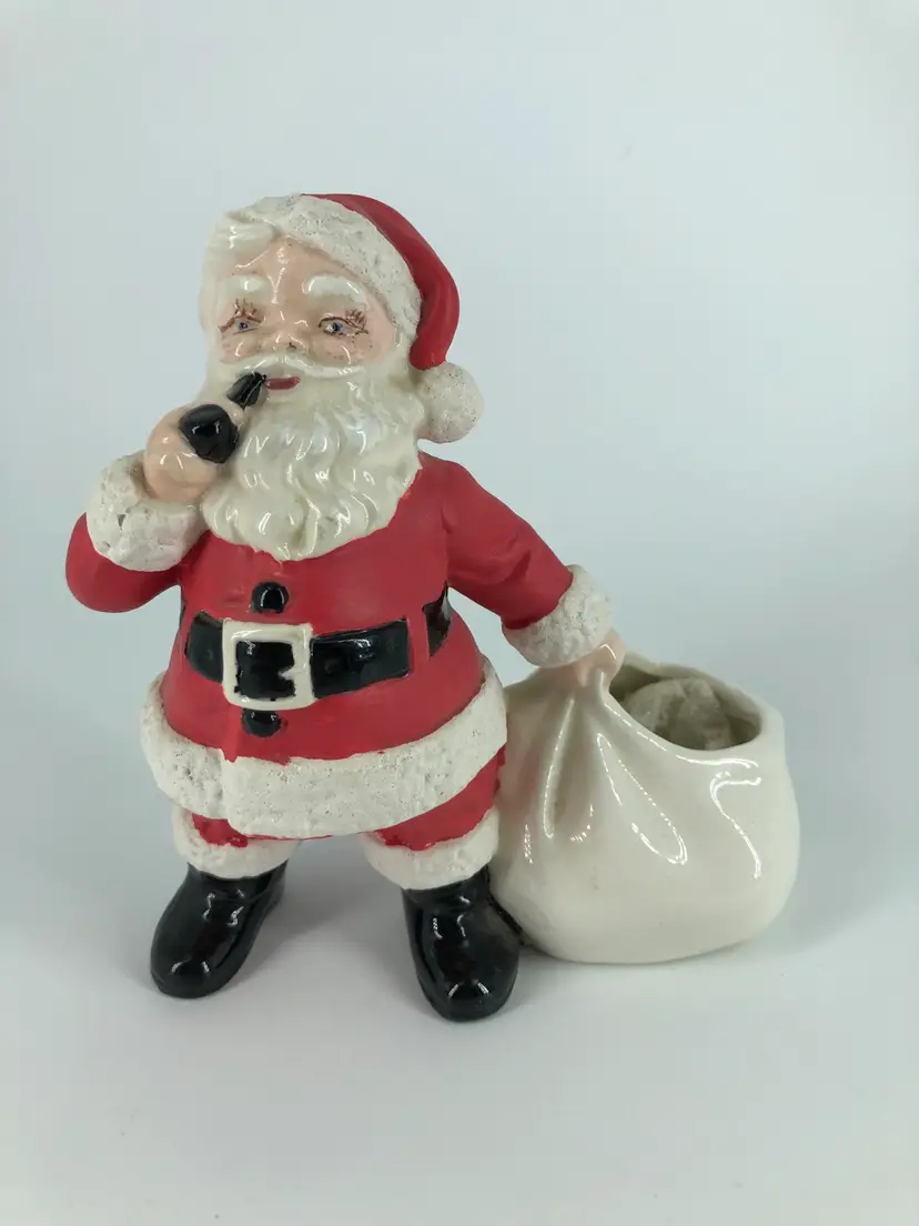 Vintage Holland Mold Ceramic Santa with Toy Bag Planter