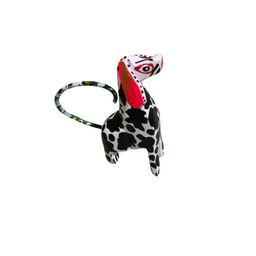 Colorful Hand Carved Wooden Alebrije Dalmatian Puppy Guardian Dog Figurine 2” By 2” Tall Featuring White Base Color Made By Me