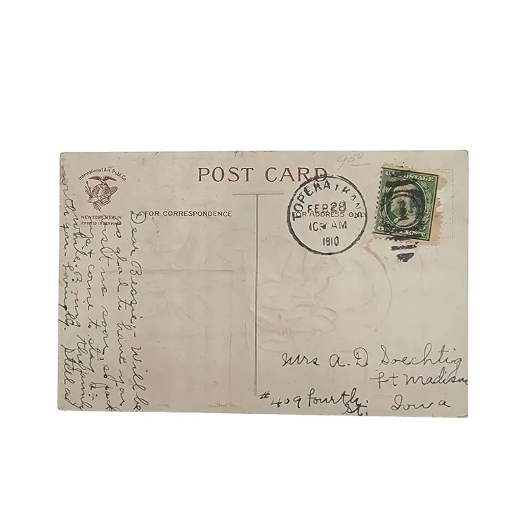 Vintage 1910 German St. Patricks Day Postcard With Boy In Green Outfit Talking On Telephone