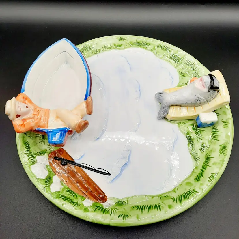 Fishing Chip & Dip Platter Tray Ceramic World Bazaar