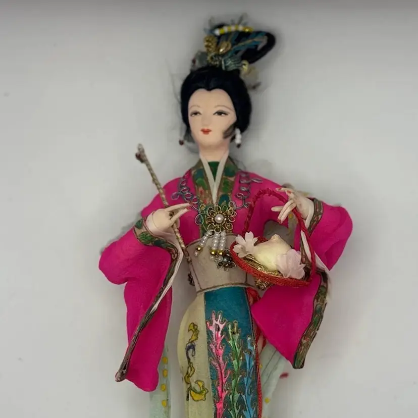 Decorative Hand Made Chinese Silk Doll 11”