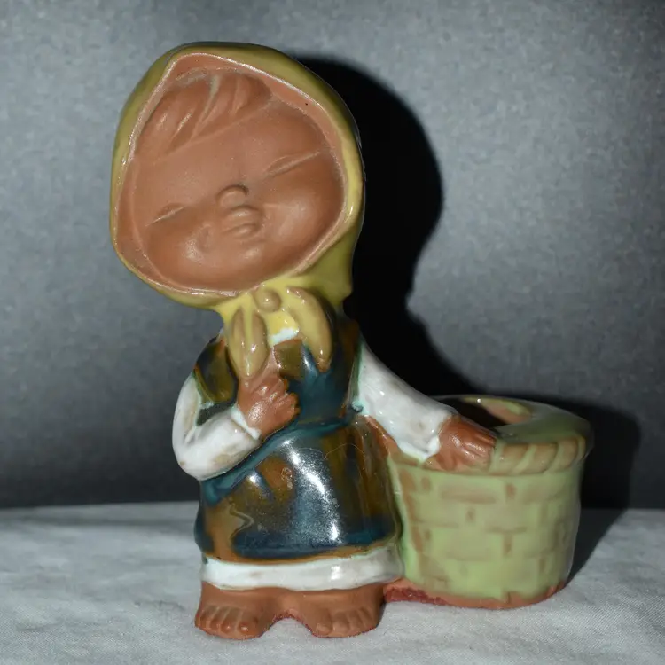 Stoneware Glazed Girl Taper Candle Holder