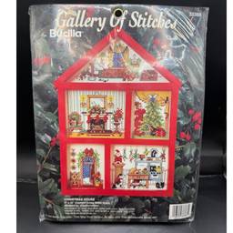 Bucilla Vintage Christmas House Counted Cross-Stitch Kit 10x7”