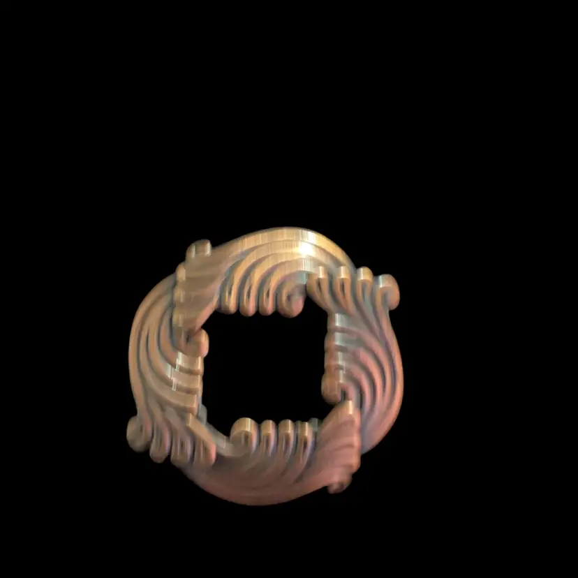 Vintage Solid Copper Brooch. With A Swirling Scroll / Leaf Design .