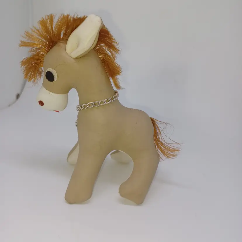 Vintage 1950s 1960s Faux Leather Donkey Plush Japan 6"