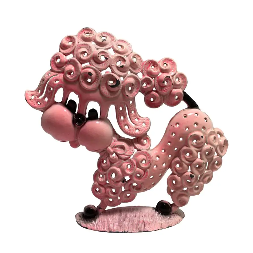 VTG Pink Poodle Earring Holder. Metal, marked Revere Mfg 1970s?