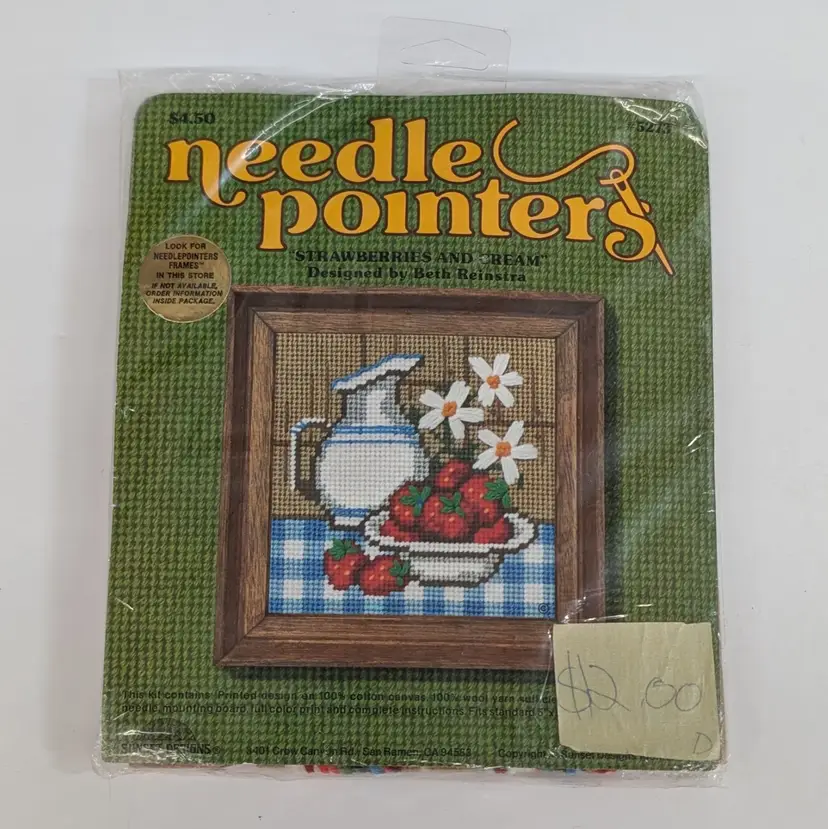 Vintage Strawberries & Cream Needlepoint Kit Sunset Designs #5273 Wool Yarn NOS