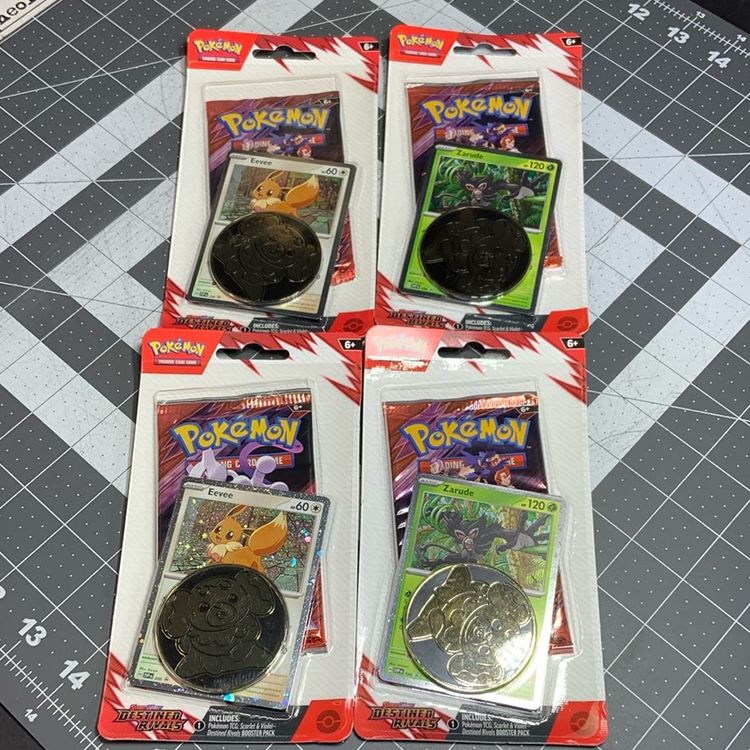Destined Rivals Pokémon Cards 4 Blister Booster Promo Packs 2 Eevee 2 Zarude