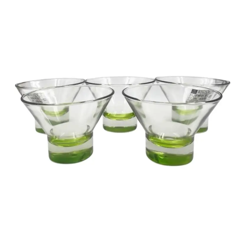 5pc Dessert Dish Set Martini Glass Ypsilon Pattern by Bormioli Rocco Italy