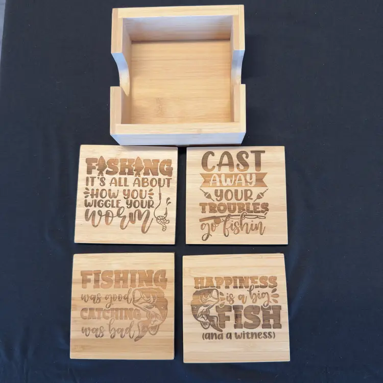 Square Bamboo Coasters with holder