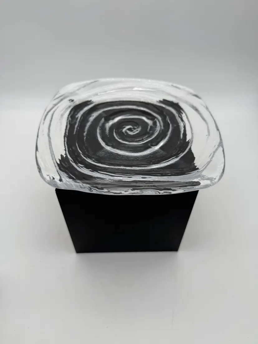 Simon Pearce Swirl Square Candle Plate Signed