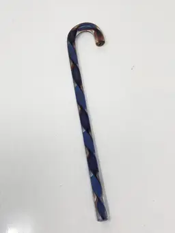 Swirly Blue Glass Candy Cane