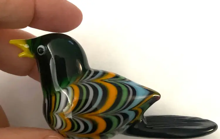 Hand blown Art Glass Bird Colorful.