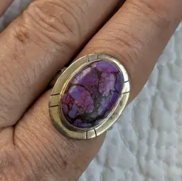 Vintage Sterling Silver Ring with Purple Turquoise Stone, Size 7