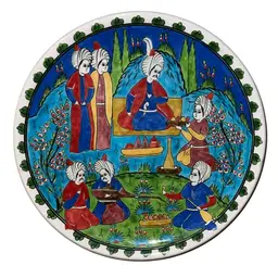 Handmade Turkish Pottery Plate 9” Signed Can Be Hung On Wall