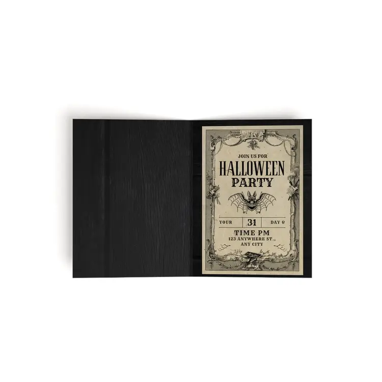 Custom Handmade Halloween Party Invitation Cards Black Red
