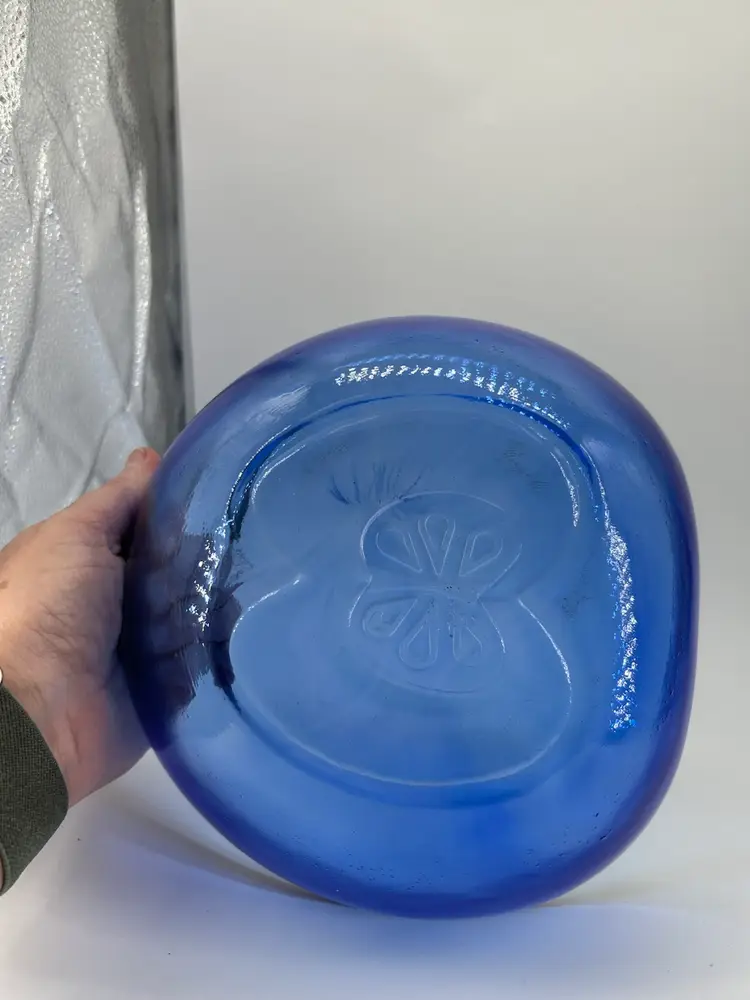 Vintage Cobalt Blue Apple Core Serving Bowl
