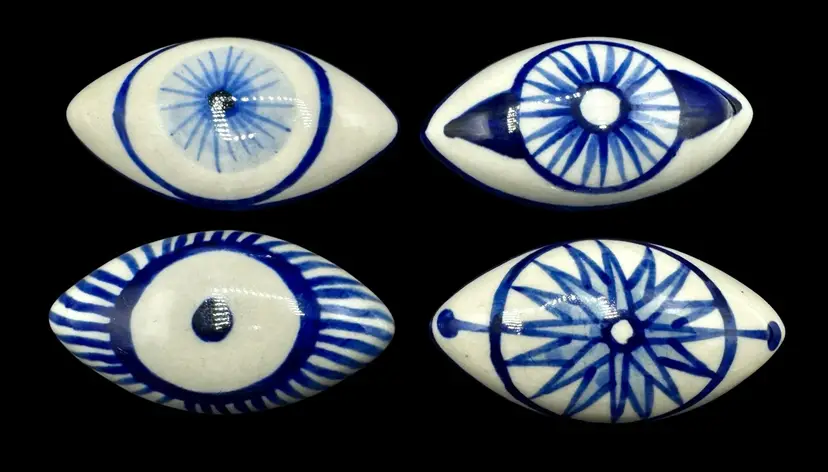 World Market Ceramic Evil Eye Emblem Wall Hanging Decor Ornament Spiritual 2.75”