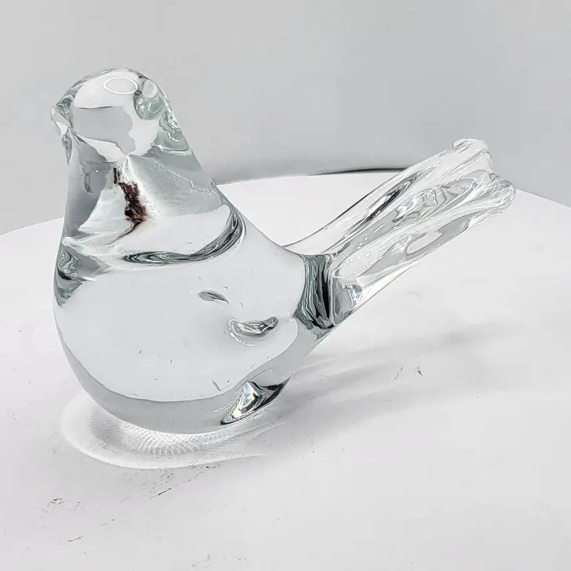 Clear Glass Bird Figurine/Paperweight 3.5" x 4