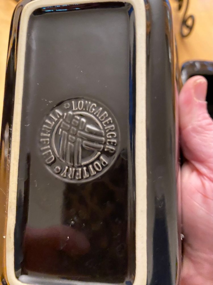 2 VINTAGE LONGABERGER BLACK ONYX CERAMIC LOAF PANS