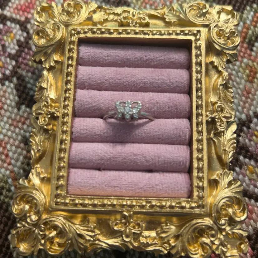 Vintage Silver Tone Dainty Butterfly Ring