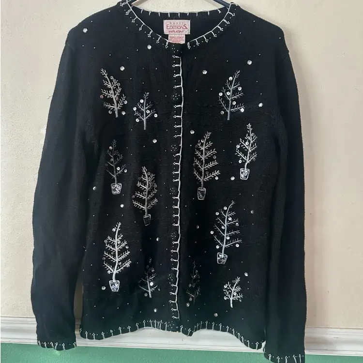 Vintage Basic Editions Holiday Button Up Sweater Size S