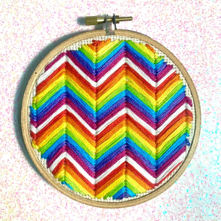 Rainbow Geometric Hand-Embroidery Hoop 4"