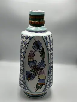 A27 Hand-painted ceramic vase featuring a bird and floral motif.