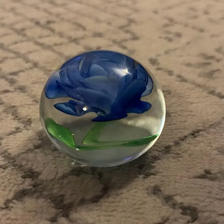Blue Flower Paperweight - 2.5”