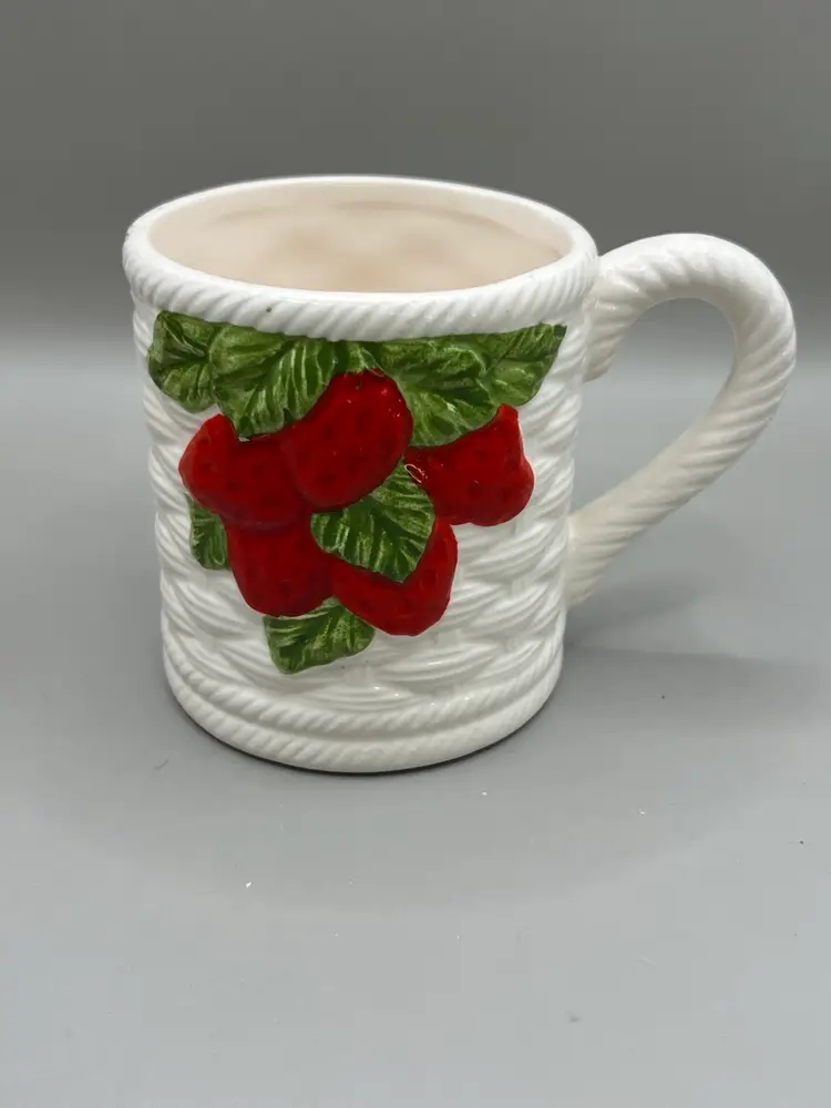 Ceramic Strawberry Mugs Set Of 2