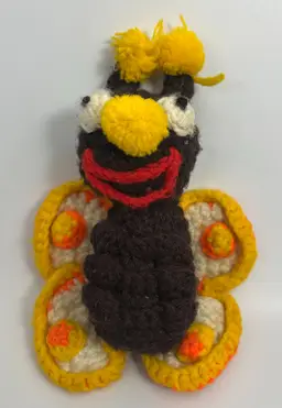 Vintage Crochet Brown, Yellow, Orange Butterfly Plush 9"