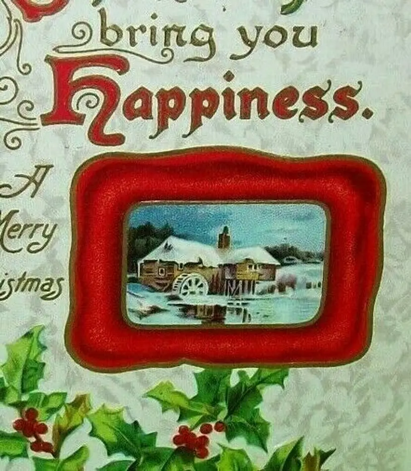 Christmas Postcard John Winsch 1910 Antique Original Embossed Holly Bowl Antique