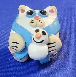 Christmas Shirley's Cat - White Seal-Point with Blue Scarf and Snowman