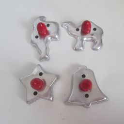 Set of 4 - 1930's Christmas cookie cutters with red wood handles