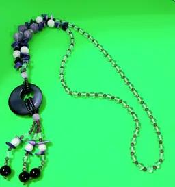 Circle Pendant Necklace with Purple Beads