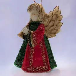 Vtg Red Christmas Ornament Angel Horn Wax Emperor Art Creations Austrian Series