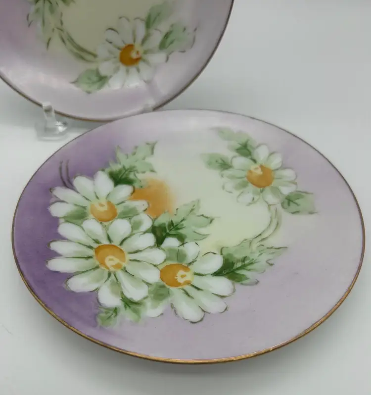 Favorita Bavaria Porcelain Snack Plates - Pair - Signed - VTG
