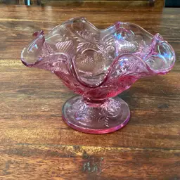 2969-Vintage Fenton Candy Dish With Strawberry Pattern, 3 Inch Tall