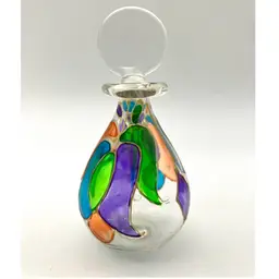 24 - Hand Painted Blown Glass Mini Perfume Bottle - Italy 3.25”