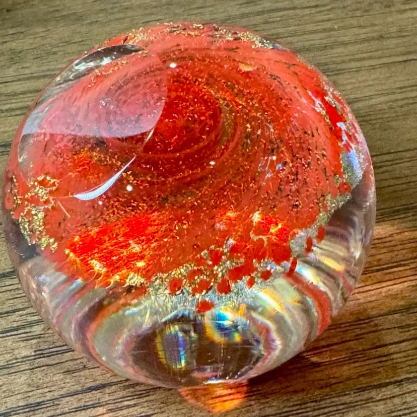 Original Glass Eye Studio Paperweight, GES 03 is sketched into it, made in 2003.